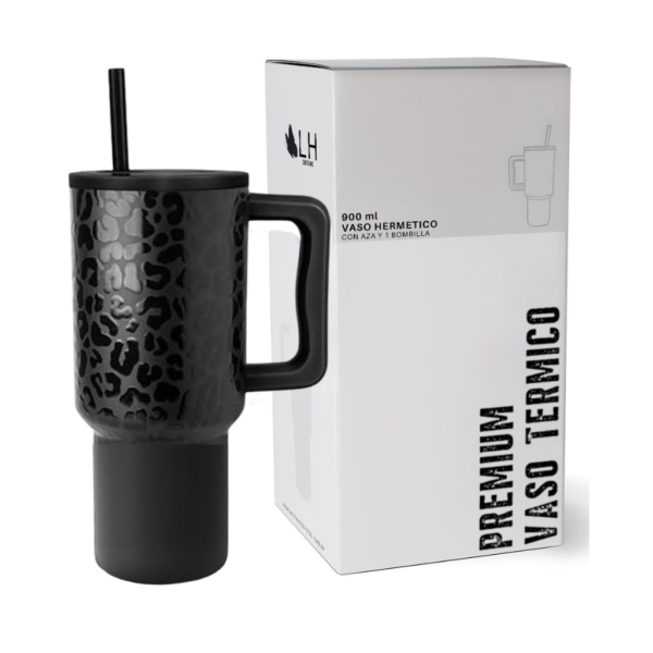 Vaso Térmico Premium 900ml Negro – Conserva tu Bebida a la Temperatura Ideal